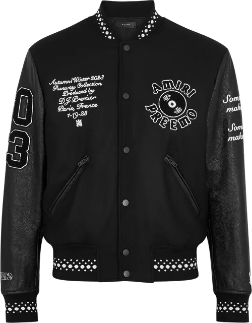 Amiri DJ Premier Appliquéd Wool-blend Varsity Jacket - Black