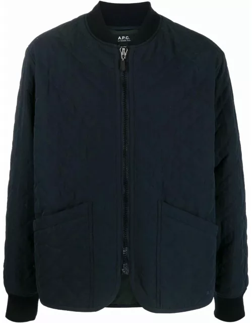 A.P.C. Navy Blue Quilted Bomber Jacket