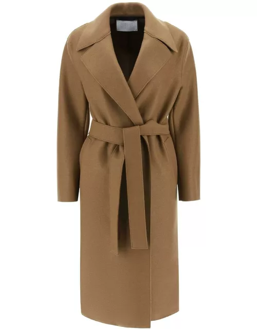 HARRIS WHARF LONDON Long robe coat in pressed wool and Polaire
