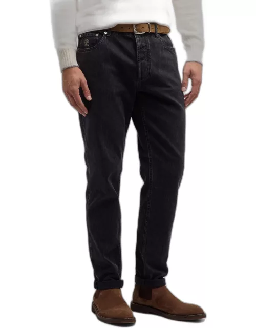 Men's Dark Grey Traditional Fit Denim Jean