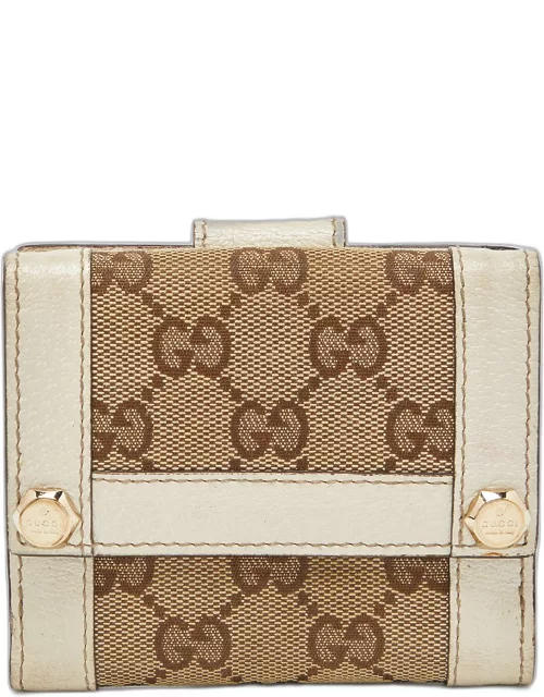 Gucci Beige/Off White GG Canvas and Leather Compact Wallet