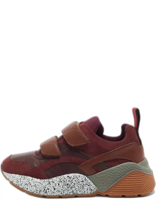 Stella McCartney Burgundy Faux Leather And Faux Suede Eclypse Lace Up Sneaker