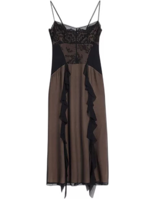 Cosmic Floral Embroidered Tulle Chiffon Dres