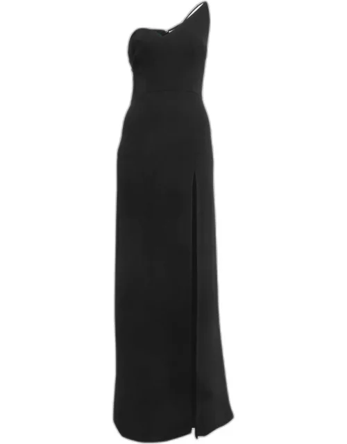Celia Kritharioti Black Crepe One Shoulder Maxi Dress