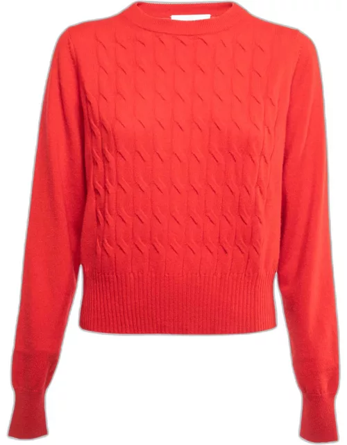 Sportmax Red Cashmere Cable Knit Sweater