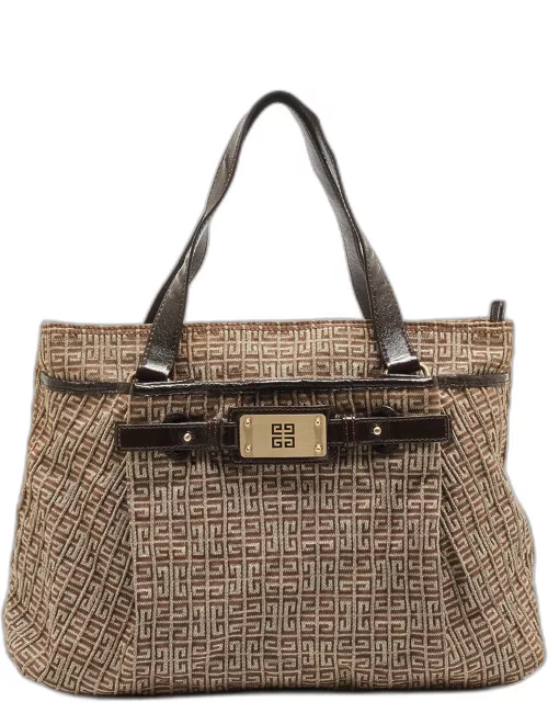 Givenchy Brown/Beige Monogram Fabric and Patent Leather Tote