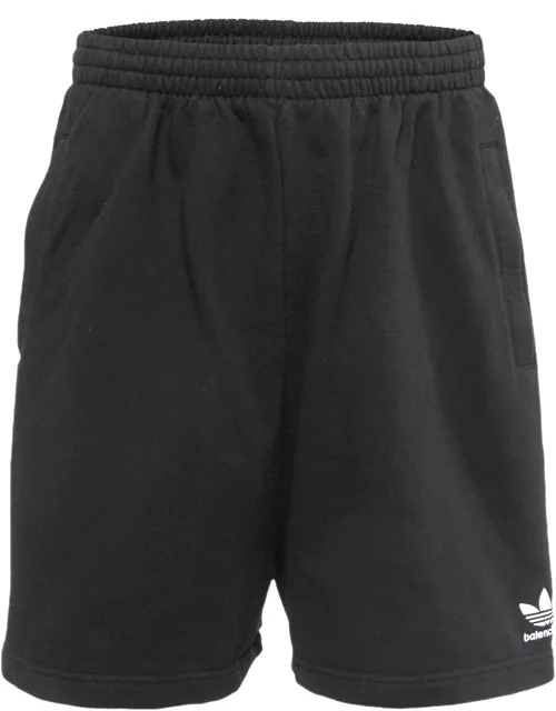 Balenciaga X Adidas Black Cotton Striped Track Shorts