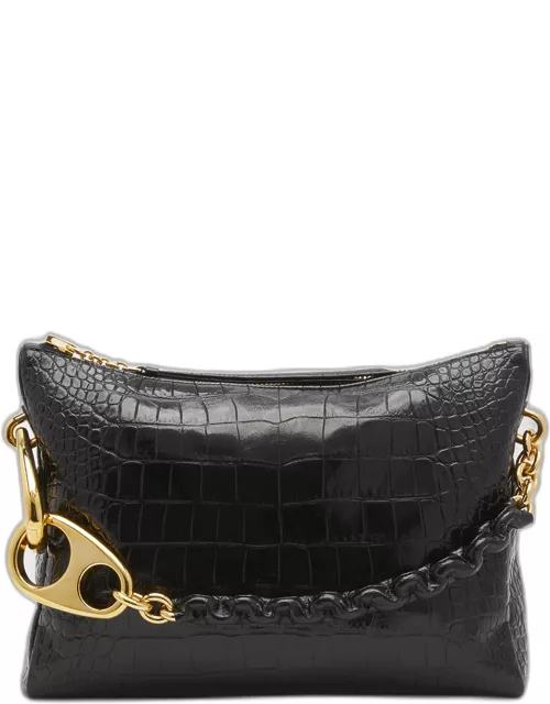 Carine Large Hobo in Stamped Croc Leather