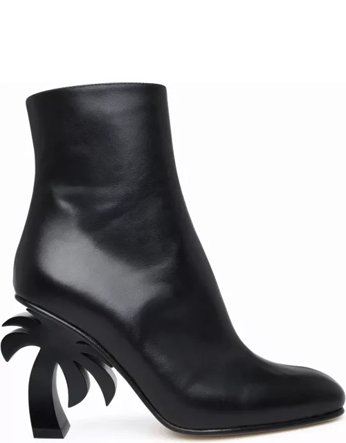 Palm Angels Black Leather Ankle Boot