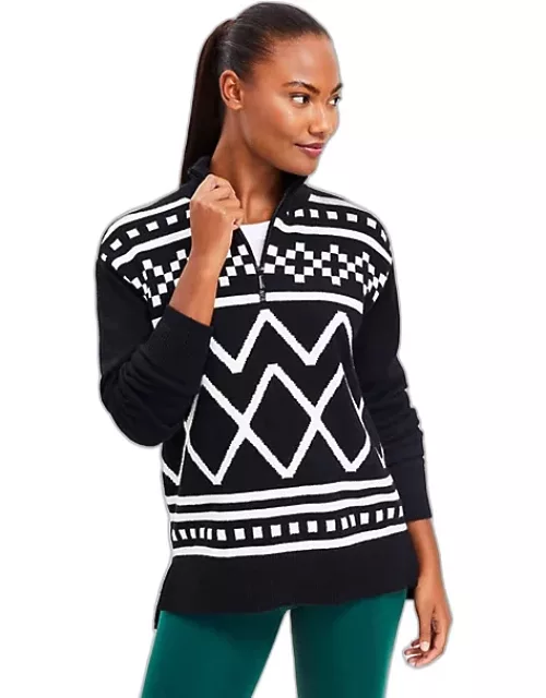 Loft Lou & Grey Fair Isle Half Zip Tunic Sweater