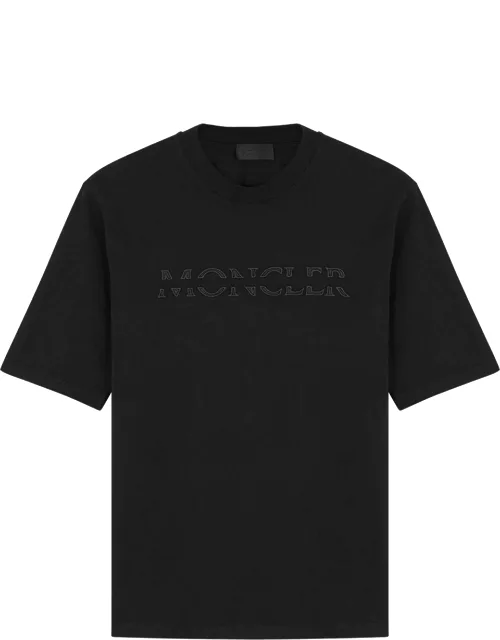 Moncler Black Logo-embroidered Cotton T-shirt, T-shirt, Black, Cotton