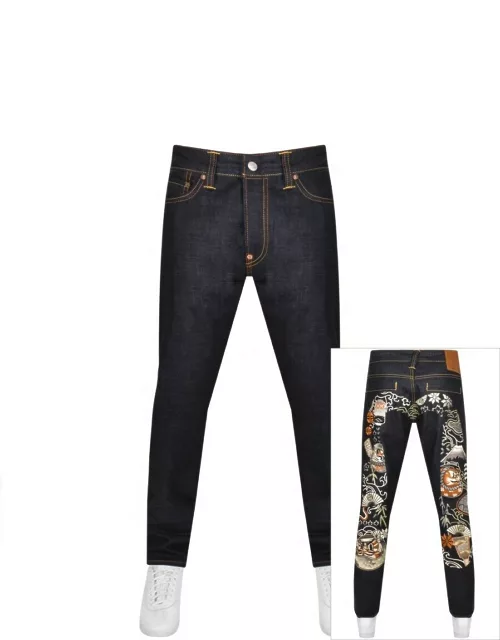 Evisu Embroidered Dark Wash Jeans Navy