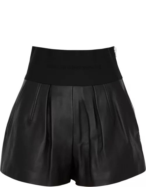Alexander Wang Logo-embroidered Leather Shorts - Black