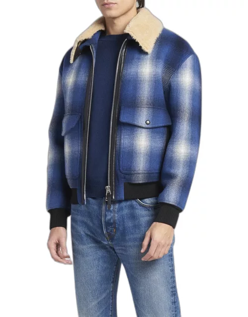 Men's Double-Face Plaid Blouson Jacket