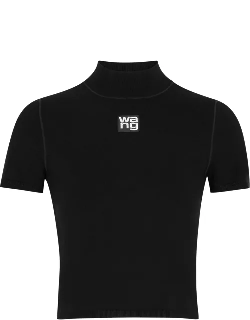 Alexanderwang.t Logo Cropped Knitted T-shirt - Black