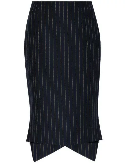 Moschino High-low Hem Pinstriped Midi Skirt