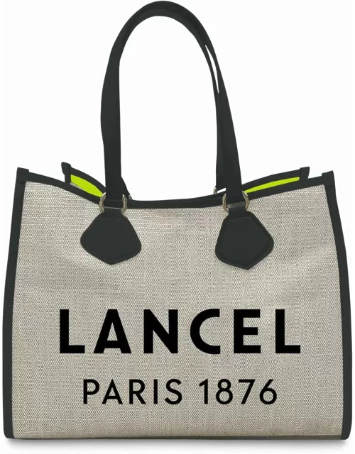 Lancel Jute And Smooth Cow Leather Tote Bag