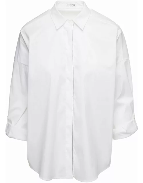 Brunello Cucinelli Cotton Poplin Shirt With Monile Insert