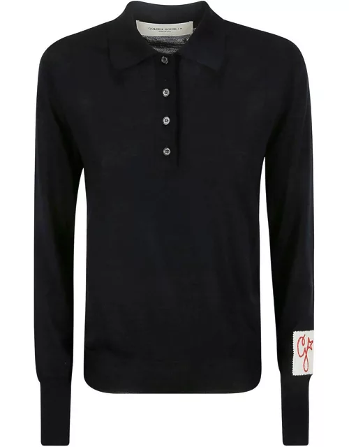 Golden Goose Long-sleeved Knitted Polo Shirt