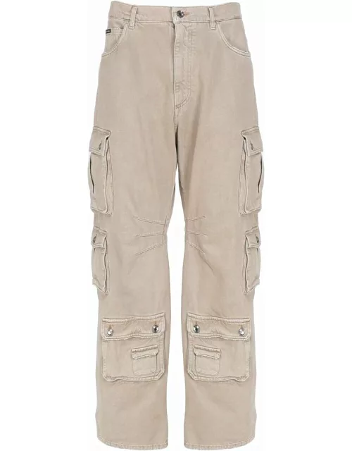 Dolce & Gabbana Multi-pocket Cargo Jeans In Stretch Deni