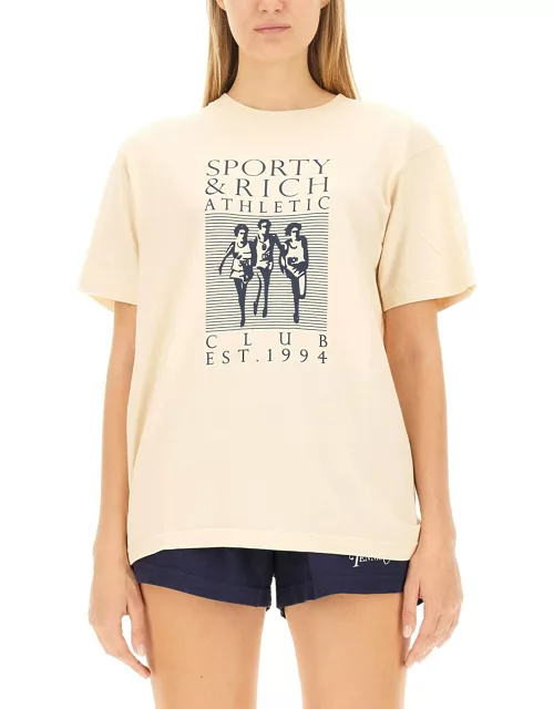 sporty & rich logo print t-shirt