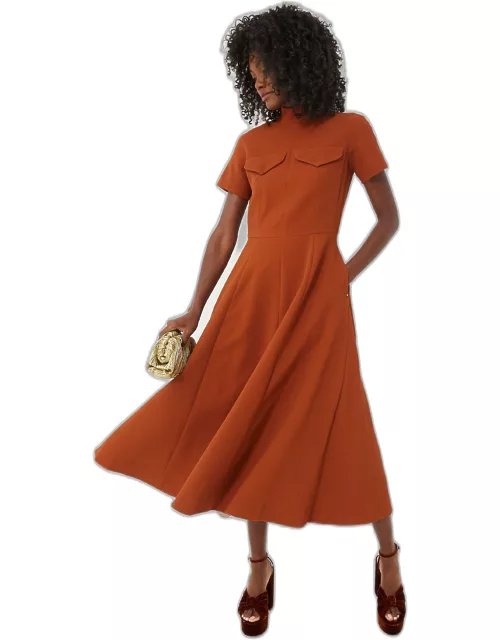 Amber Brown Catrina Double Crepe Dres