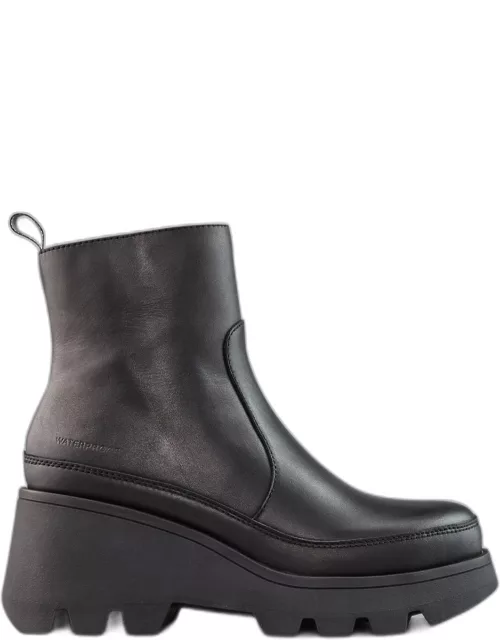Villa Leather Wedge Zip Ankle Boot