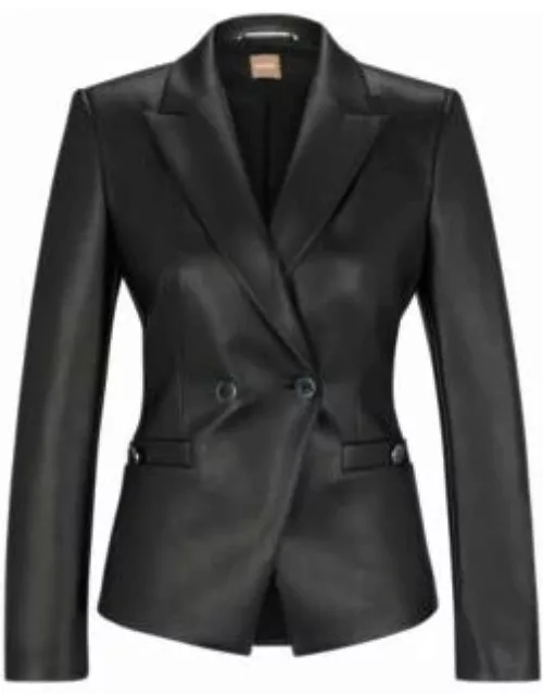 Regular-fit jacket in faux leather with peak lapels- Black Women's Tailored Jacket