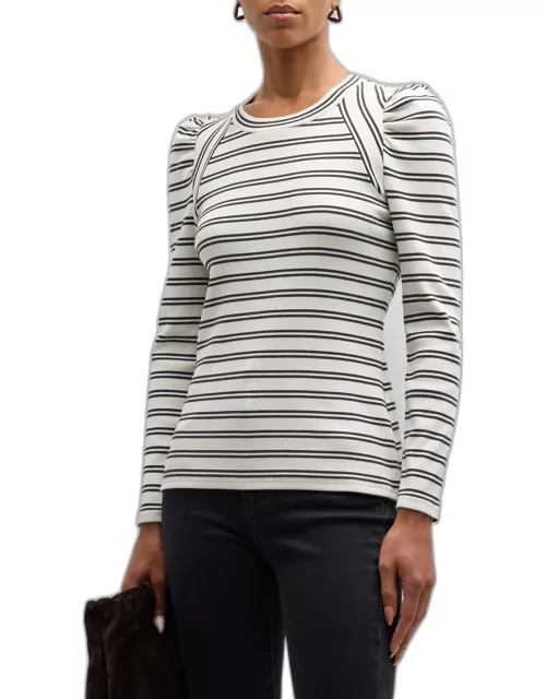 Delano Striped Puff-Sleeve Top