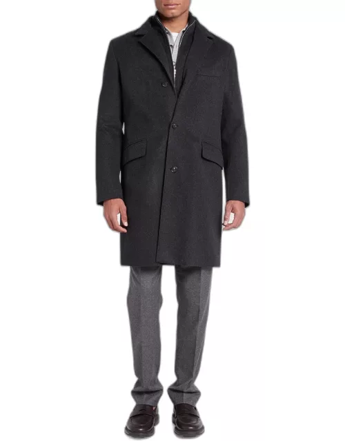 Men's Martingala Cashmere Overcoat with Inset Zip