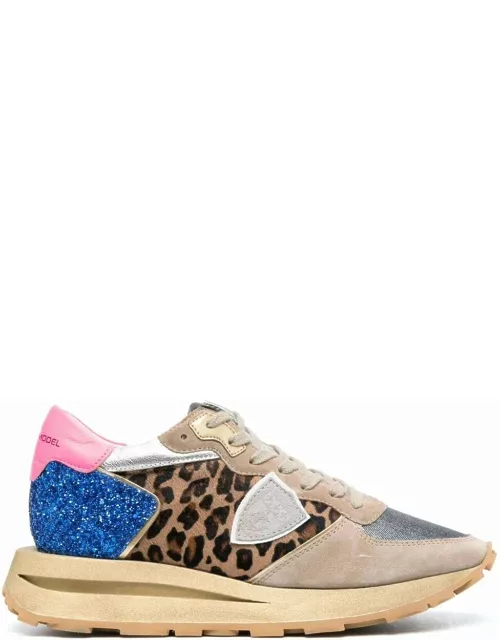 Philippe Model Tropez Haute Low Sneakers - Beige, Bluette And Pink
