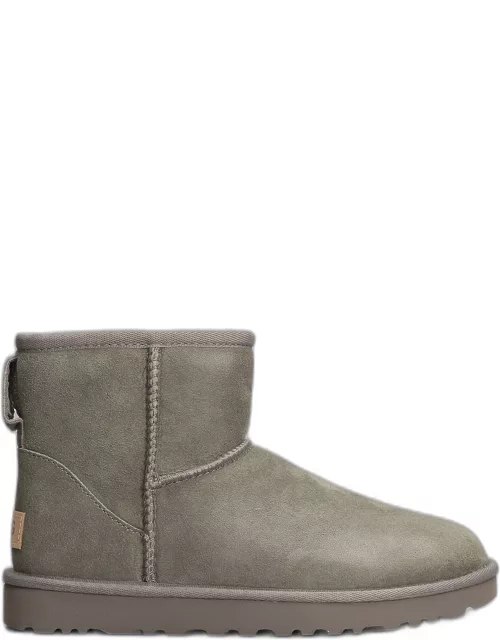 UGG Classic Mini Ii Low Heels Ankle Boots In Grey Suede
