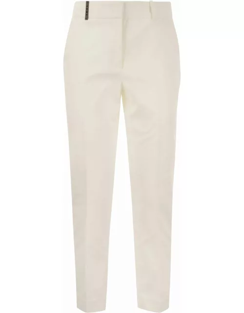Peserico Iconic Fit Trousers In Comfort Cotton Satin