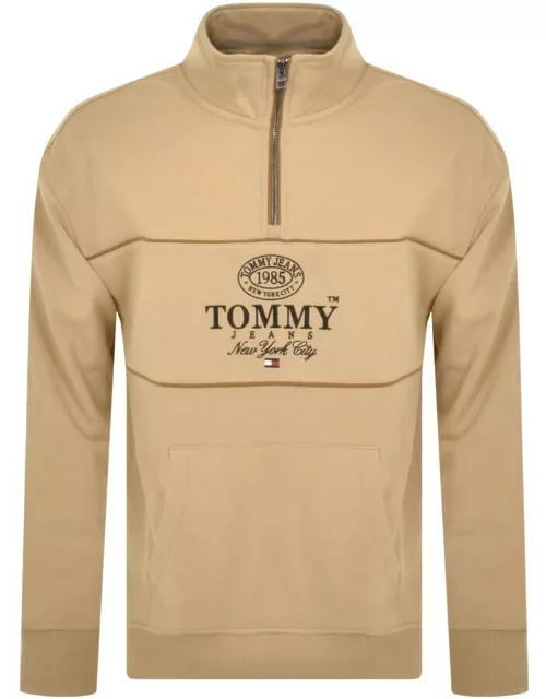 Tommy Jeans Half Zip Sweatshirt Beige