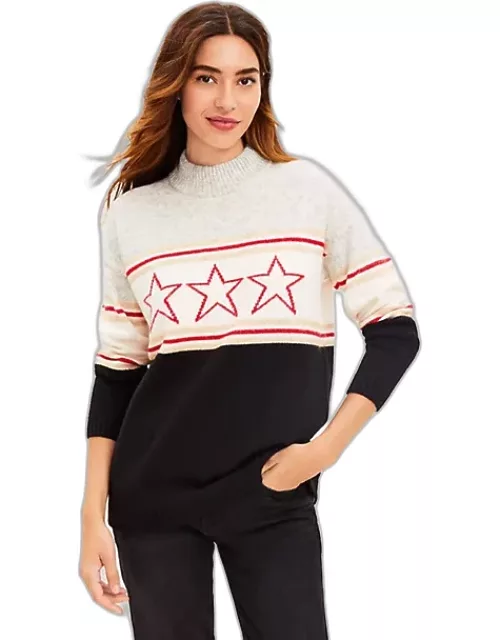 Loft Lou & Grey Star Stripe Mock Neck Sweater
