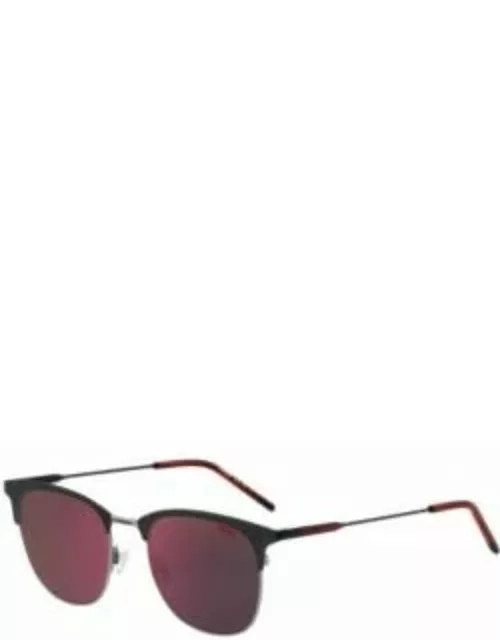 Steel sunglasses with black and red details Men's Eyewear