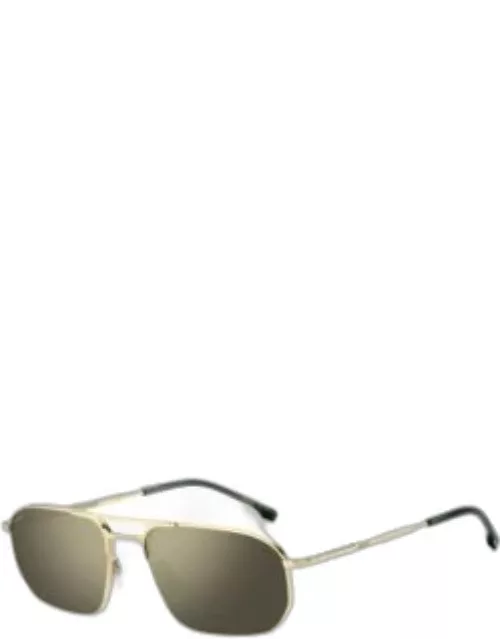 Gold-tone sunglasses with tubular temples Men's Eyewear