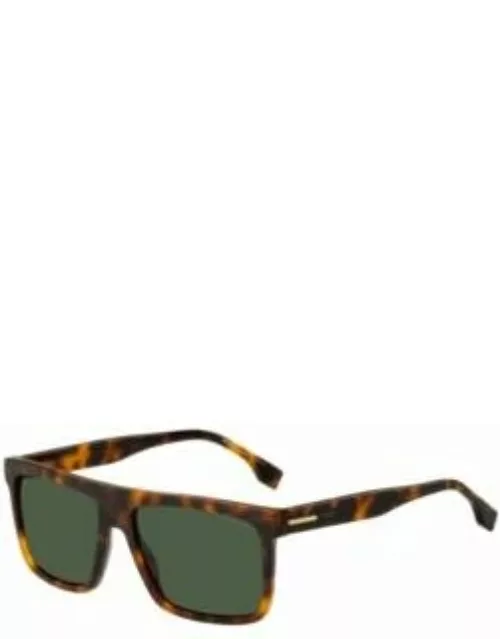Rectangular Havana-acetate sunglasses with gold-tone trims Men's Eyewear