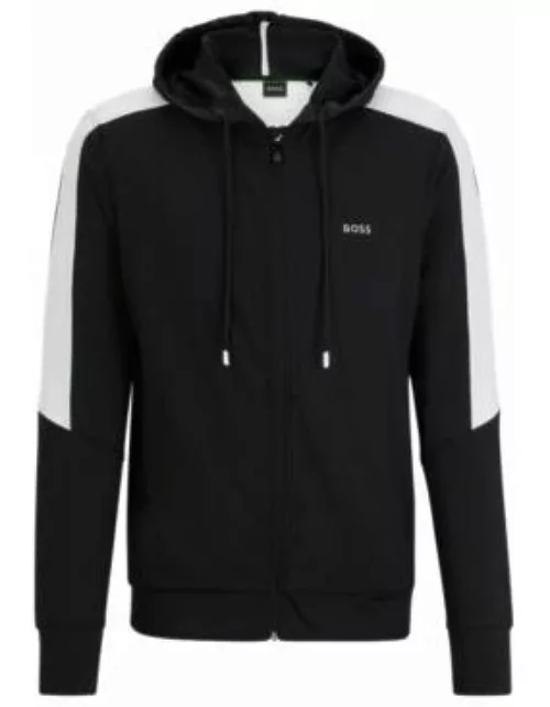 Stretch-jersey zip-up hoodie with mesh inserts- Black Men's Tracksuit