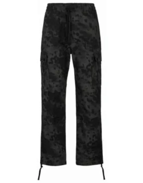 Regular-fit cargo trousers in Dalmatian-print cotton- Dark Grey Men's Casual Pant