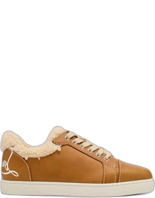Fun Vieira Leather Shearling Red Sole Sneaker