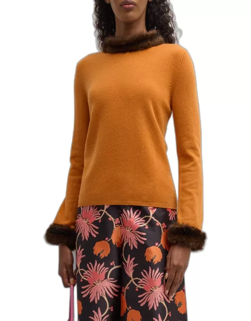 Aude Faux Fur-Trim Wool-Cashmere Sweater