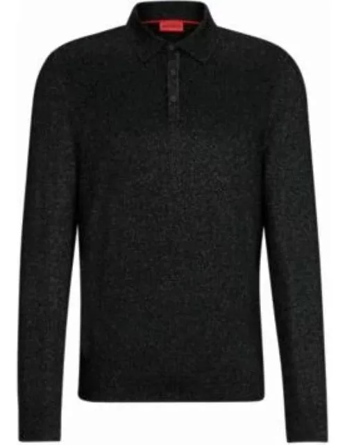 Relaxed-fit sparkle-effect polo sweater- Black Men's Sweater