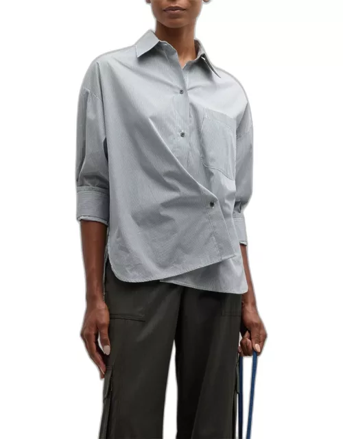 New Earl Asymmetric Button-Front Shirt in Superfine Cotton