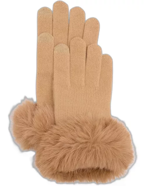 Touchscreen Cashmere & Faux Fur Glove