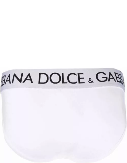 Dolce & Gabbana Mans White Cotton Briefs With Logo