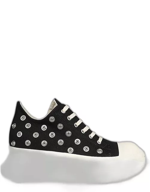 DRKSHDW Abstract Low Sneak Black canvas low sneaker with metal snaps - Abstract low sneak