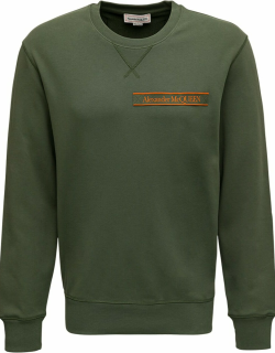 Alexander McQueen Green Cotton Crew Neck Sweatshirt With Logo