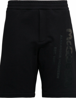 Alexander McQueen Black Cotton Bermuda Shorts With Graffiti Print