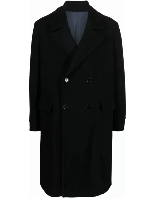 Dondup Black Virgin Wool Blend Coat
